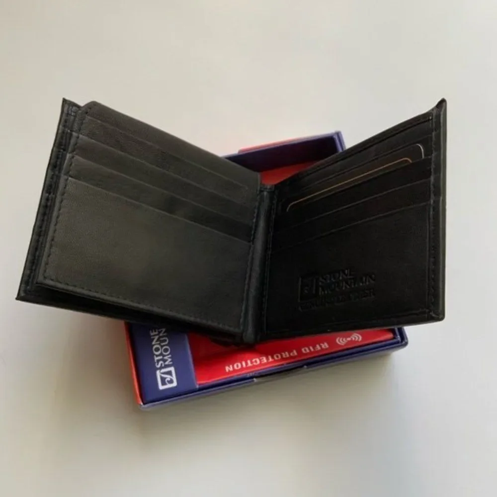 Stone Mountain Leather RFID Signal Blocking Wallet Black